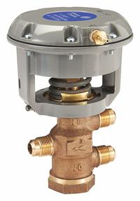 JOHNSON CONTROLS Pneumatically Actuated Diaphragm Valve: 1/2 in, Brass, 3-Way, Flare x Flare x Flare (MPN V-4332-1006). Key specifications — Diaphragm Material: Reinforced Synthetic Rubber; Actuator Operation: Air to Spring; Connection Type - Side 2: Flare; Brand: JOHNSON CONTROLS; For Media: Water; Inlet Connection: Flare; Diaphragm Valve Type: 3-Way; Connection Type-Side 1: Flare.