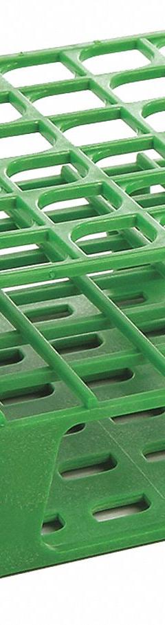 Tube Rack: 2 7/8 in Overall Wd, 5 in Overall Ht, 5 in Overall Lg, POM, Green, (36) Wells, Benchtop (MPN HS27502C). Key specifications — Material: POM; Mounting Location: Benchtop; Color: Green; Product Type: Test Tube Rack; Total Holding Capacity: (36) Wells; Brand: HEATHROW SCIENTIFIC.