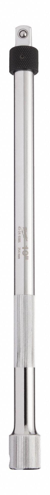 MILWAUKEE Socket Extension: 3/8 in Input Drive Size, 3/8 in Output Drive Size, 10 in Overall Lg, Std (MPN 43-24-9305). Key specifications — attr1204978: Not Insulated; attr1204980: Locking Included; attr1204984: MILWAUKEE; attr1204970: Chrome.