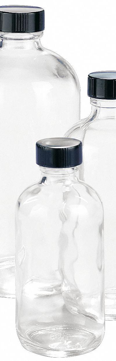 KIMBLE Storage Bottle: 125 mL - Clear Narrow Mouth Round Glass Lab Bottles