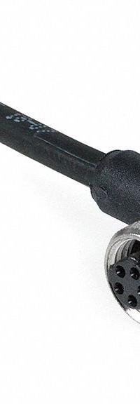 Cordset: 1/2"-20 Female Right Angle x Bare Wire, 5 Pins, Black, PUR, 4 m Cable Lg (MPN E18027). Key specifications — Brand: IFM; Cable Jacket Color: Black.