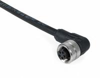Cordset: 1/2"-20 Female Right Angle x Bare Wire, 5 Pins, Black, PUR, 4 m Cable Lg (MPN E18027). Key specifications — Brand: IFM; Cable Jacket Color: Black.