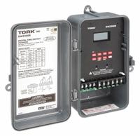 TORK Electronic Timer: 365 day, Astronomic, 120/208-240/277V AC, SPDT, Digital (MPN DWZ200B). Key specifications — Body Material: Plastic; Indoor/Outdoor Usage: Outdoor; Astronomic Functionality: Astronomic; Mounting Style: Surface; Brand: TORK.