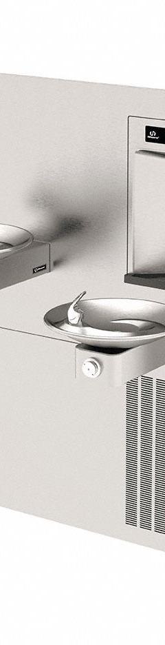 HAWS Drinking Fountain: In-Wall, 8 gph @ 50°F, Push Button Fountain & Touchless Bottle Filler (MPN 1011HSA.8). Key specifications — Brand: HAWS; Housing Material: Stainless Steel; Filter Access: Bottom Panel Access; Housing Finish: Satin; Chilling Capacity: 8 gph @ 50°F; Housing Color: Silver.