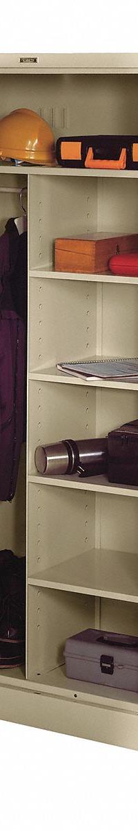 TENNSCO Storage Cabinet: 36 in x 24 in x 78 in, 5 Shelves, Swing Handle & Keyed, 22 ga Panel, Adj (MPN 2472 SD). Key specifications — Shelf Adjustability: Adjustable; Base Type: Frame; Cabinet Color: Sand; For Use Outdoors: No; Frame Assembled: Unassembled; Cabinet Storage Components: Hanging Rods; Brand: TENNSCO; Cabinet Style: Hanging Rod and Shelves.