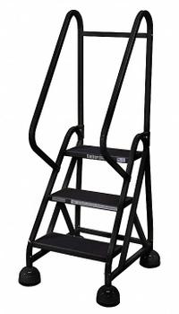 COTTERMAN Rolling Ladder: 2.3 ft Platform Ht, Partially Assembled, Steel, Wt-Actuated Auto-Lock (MPN ST-321 A2 C7 P5). Key specifications — Includes Handrails: Handrails Included; Material: Steel; Brand: COTTERMAN; Color: Black.