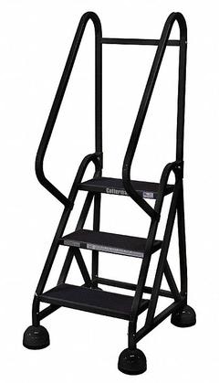 COTTERMAN Rolling Ladder: 2.3 ft Platform Ht, Partially Assembled, Steel, Wt-Actuated Auto-Lock (MPN ST-321 A2 C7 P5). Key specifications — Includes Handrails: Handrails Included; Material: Steel; Brand: COTTERMAN; Color: Black.