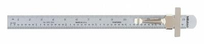 MITUTOYO Pocket Rule: 950-300, 6 in, 0.05 in Thick, 1/64 in/1 mm, Chrome, Black - Stainless Steel Rulers