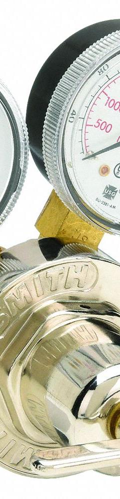 SMITH EQUIPMENT Gas Regulator: Single Stage, CGA 350 Inlet, 9/16"-18 M LH Outlet, 100 psig (MPN 30-100-350). Key specifications — Brand: SMITH EQUIPMENT; Manufacturer Part Number: 30-100-350; Diaphragm Material: Neoprene; Outlet Connection: 9/16"-18 M LH; Inlet Connection: CGA 350.