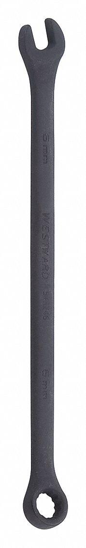 WESTWARD Combination Wrench: Alloy Steel, Black Oxide, 6 mm Head Size, 4 7/8 in Overall Lg, Offset (MPN 54RZ46). Key specifications — attr309539: 6 mm; attr309567: No; attr324930: WESTWARD.