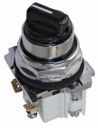 EATON Selector Switch: 30 mm Panel Mounting Size, 3 Positions, Short Lever, 2NO, Metallic (MPN 10250T21KB). Key specifications — AC Contact Rating: 10 A @ 600 V; Action: Maintained/Maintained/Maintained; Cam: 3; DC Contact Rating: 5 A @ 250 V; Hazardous Location Specification: Not Rated; Operator Head Material: Polymer; Operator Head Type: Short-Handled Knob; Operator Illumination: Non-Illuminated.