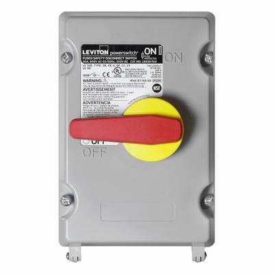 LEVITON Disconnect Switch: Fusible, 30 A, Single or Three Phase, 600V AC - Fusible Safety Switches