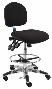 Ergonomic Chair: Fabric, Armless, Ht Range 21 in to 31 in, 19 in Seat Wd, 17 in Seat Dp, 5 Casters (MPN LAT-DFB-TLC-WW-BLACK). Key specifications — Foot Support: Yes; Back Tilt Backward: 80°; Back Tilt Forward: 105°; Base Material: Aluminum; Brand: BENCHPRO; Product Type: Ergonomic Chair; ESD-Safe: Not ESD Safe; Seat Tilt Backward: 10°.