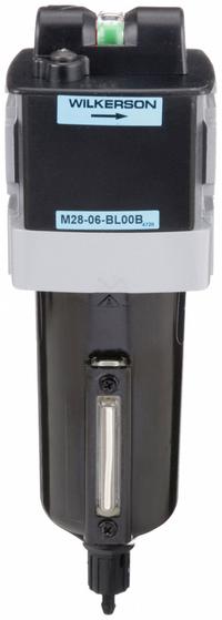 WILKERSON Compressed Air Filter: Coalescing, 3/4 in NPT, 0.5 micron, 72 cfm, 150 psi Max Op Pressure (MPN M28-06-BL00B). Key specifications — attr110055: M28; attr110008: WILKERSON.