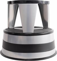 CRAMER Step Stool: 14.5 in Overall Ht, 350 lb Load Cap, 2 Steps, Steel, 14.3 in Standing Ht (MPN 1001-01). Key specifications — Product Type: Step Stool; Stacking: Not Stackable; Brand: CRAMER; Color: Silver; Feet Material: Plastic; Feet Type: Slip-Resistant; Folding: Not Foldable; Includes Handrails: Handrails Not Included.