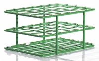 Tube Rack: 3 5/8 in Overall Wd, 2 1/2 in Overall Ht, 5 in Overall Lg, Steel, Green, (24) Places (MPN F18788-1600). Key specifications — Material: Steel; Mounting Location: Benchtop; Color: Green; Product Type: Test Tube Rack; Total Holding Capacity: (24) Places; Brand: SP SCIENCEWARE.