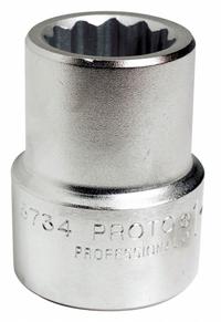 PROTO Socket: SAE, 1 in Drive Size, 1 5/8 in Socket Size, 12-Point, Std, Satin, Not Tether Capable (MPN J5752). Key specifications — attr1204417: PROTO; attr1204392: Satin.