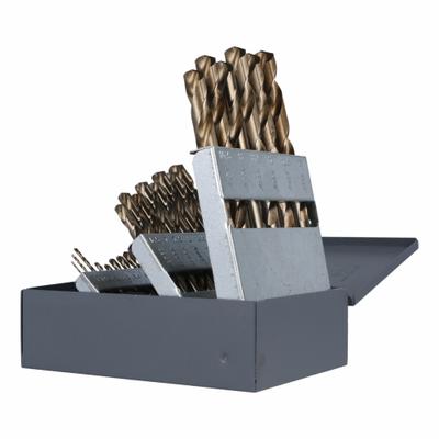 CLE-LINE Jobber Length Drill Bit Set: 25 Pc, 1 mm to 13 mm by 0.5 mm - Cobalt Jobber-Length Drill Bit Sets