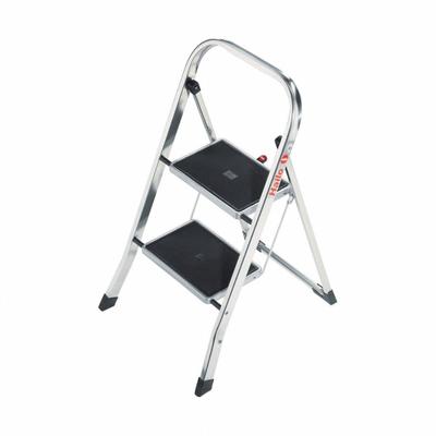 HAILO Step Stool: 2 Steps, 2.5 ft Overall Ht, 330 lb Load Cap, Aluminum - Folding Step Stools