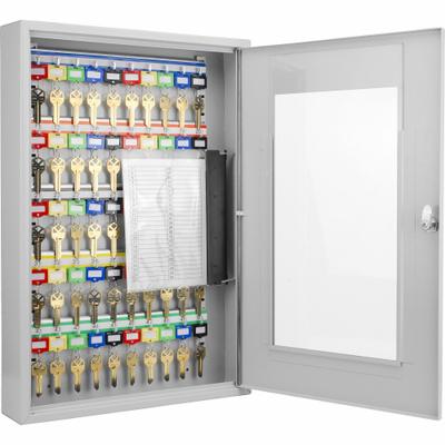 BARSKA Key Cabinet: 50 Key Capacity, Single Key Lock, Steel, Gray, 21 3/4 in Ht - Key Cabinets with Key Lock