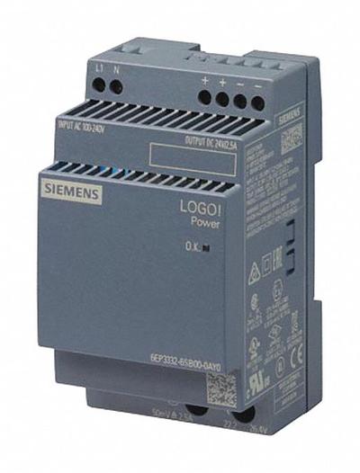 Siemens Stabilized Power Supply: DIN Rail, 60 W Output Power - Rated - DIN Rail Mount DC Power Supplies