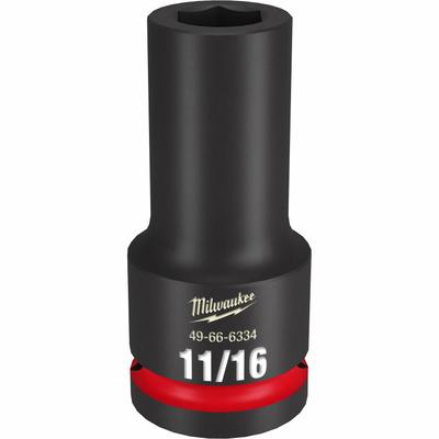 MILWAUKEE Deep Impact Socket: 3/4 in Drive Size, SAE, 11/16 in Socket Size, 6-Point - 3/4" Drive Impact Sockets
