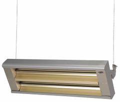 FOSTORIA Electric Infrared Heater: 7300W Watt Output, 480V AC, 1 Phase, Hardwired, 30° Beam Pattern (MPN 462-30-THA-480V). Key specifications — Wattage Output: 7300W; Voltage: 480V AC; Brand: FOSTORIA; Electrical Connection: Hardwired; Element Type: Quartz Lamp; Housing Color: Silver; Housing Material: Aluminum; Overall Dimensions - L x W x D: 46 in x 15 in x 11 in.