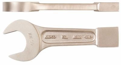 AMPCO Striking Wrench: Aluminum/Bronze, Natural, 80 mm Head Size, 16 in Overall Lg - Metric, Straight Handle, Nonsparking, Striking Open End Wrenches