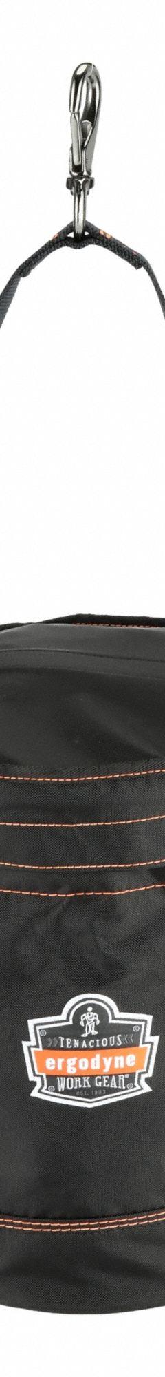 ERGODYNE Bucket Bag: 12 1/2 in W x 15 in H x 12 1/2 in L, Black, Nylon, 0 Pockets, Buckle (MPN 5970T). Key specifications — attr1118525: ERGODYNE; attr1125037: Black; attr1125041: Nylon; attr1203718: Yes.