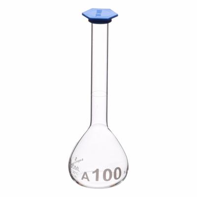QORPAK Volumetric Flasks: 100 mL, Gray, Round, A, Includes Closure - Glass Volumetric Flasks