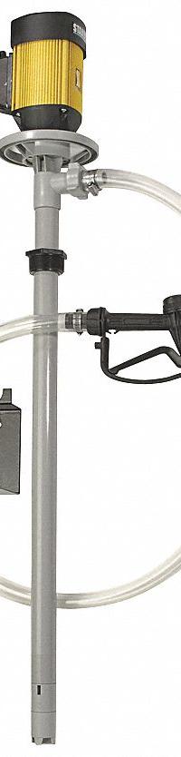DAYTON Electric Drum Pump: Pump with Hose & Nozzle, 1 1/10 hp HP, 110 V AC, 15 gpm, Polypropylene (MPN 1DLP8). Key specifications — Brand: DAYTON; Suction Tube Material: PP.