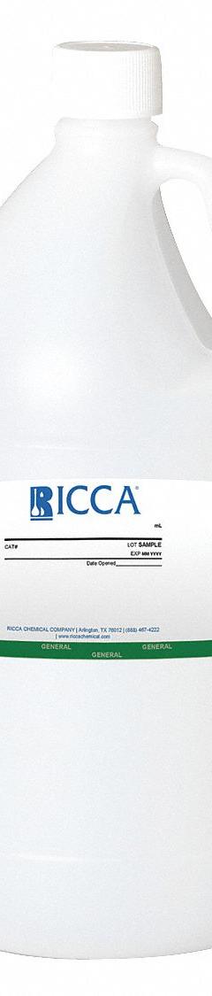 RICCA CHEMICAL Buffer - pH 9.00: Lab, 4 L Volume, Liquid, pH 8.99 to 9.01, Plastic, Bottle, 1 (MPN R1590000-4A). Key specifications — Brand: RICCA CHEMICAL; CAS Number: 1310-73-2; Chemical Family Type: Buffer; Chemical Grade: Lab; Concentration: pH 8.99 to 9.01; Container Material: Plastic; Container Type: Bottle; Form: Liquid.