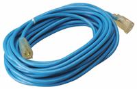 SOUTHWIRE Extension Cord: Outdoor Use, 50 ft Lg, Outlet, 5-15P, 14/3, SJTW, Blue, Single Connector (MPN 2468SW8806). Key specifications — Brand: SOUTHWIRE; Temperature Rating: -58° to 140°F; NEMA Plug Configuration: 5-15P.