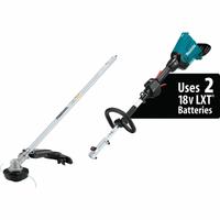 MAKITA Battery-Powered String Trimmer Kit: 17 in Cutting Wd, Straight Shaft, 71 1/2 in Shaft Lg (MPN XUX01M5PT). Key specifications — attr975803: 71-1/2 in; attr975783: MAKITA; attr975787: 17 in; attr975804: Straight; attr975780: 5.0 Ah; attr987328: Yes.