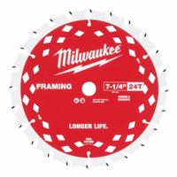 MILWAUKEE Circular Saw Blade: 7 1/4 in Blade Dia., 24 Teeth, 0.06 in Cut Wd, Framing, Carbide, 25 PK (MPN 48-40-1720). Key specifications — attr1116119: MILWAUKEE; attr1145631: Plywood.