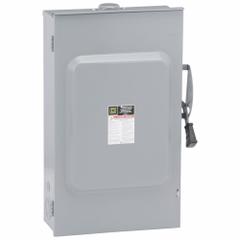 SQUARE D Safety Switch: Non-Fusible, 200 A, Three Phase, 240V AC, Galvanized Steel, Indoor/Outdoor (MPN DU324RB). Key specifications — attr867131: SQUARE D.