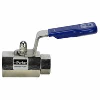 PARKER Manual Two-Way Ball Valve: 1/2 in, 316 Stainless Steel, Straight, FNPT x FNPT, Two-Piece (MPN HPBXB8FFHP). Key specifications — Brand: PARKER; Handle: Lever.