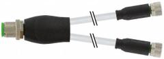 MURRELEKTRONIK Cordset: M12 Male Straight X (2) M8 Female Straight, PVC, Gray, 5 m Cable Lg (MPN 7000-40821-2100500). Key specifications — Cable Jacket Color: Gray; IP Rating: IP65; Wire Size: 0.25 sq mm; Brand: MURRELEKTRONIK.