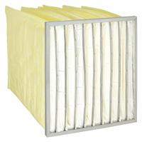 GRAINGER Pocket Air Filter: 24 in x 24 in x 22 in, MERV 14, Yellow, Synthetic, 10 Pockets (MPN 3XJ81). Key specifications — Display Sell UOM: EA; Brand: GRAINGER; Media Material: Synthetic; Performance Rating: MERV 14.