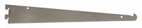ECONOCO Shelving Bracket: Single, 2 in Slot Spacing, 1 in Slot Lg, 1/8 in x 12 in x 3 in, Silver (MPN GA12-SC). Key specifications — Product Type: Tap-In Fixed Shelf Bracket; Color: Silver; For Display Type: Single Slotted Standards; Material: Steel; Duty Rating: Heavy Duty; Brand: ECONOCO; Finish: Satin-Chrome; Mounting Type: Hanging.