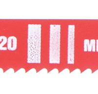 MILWAUKEE Jigsaw Blade: 18, 2 3/4 in Blade Lg, High Speed Steel, High Speed Steel, U Shank, 5 PK (MPN 48-42-0120). Key specifications — attr1097716: Thick Metal; attr1097715: High Speed Steel; attr1097719: 18; attr1097721: High Speed Steel; attr1097728: MILWAUKEE.