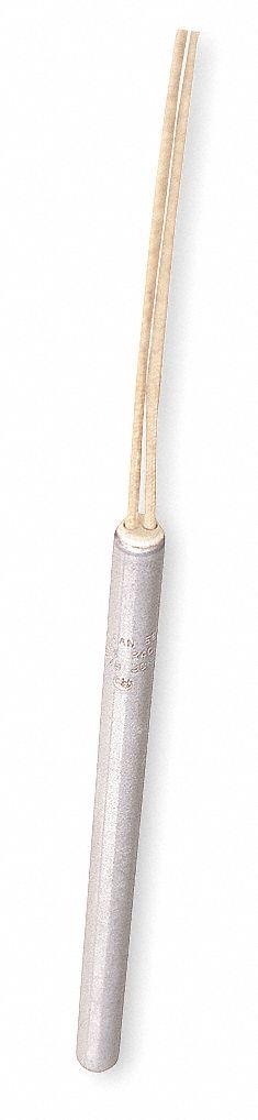 VULCAN Swaged Cartridge Heater: 50 W Watts, 1 1/2 in Lg, 10 in Lead Lg, 120V, 42 W/sq in, 3/8 in Dia (MPN C3910A). Key specifications — Watt Density: 42 W/sq in; Brand: VULCAN; Heater Voltage: 120V.