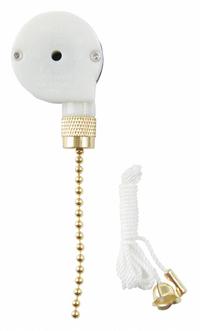 GARDNER BENDER Pull Chain Switch (MPN GSW-34). Key specifications — Product Type: Pull Chain Switch; Brand: GARDNER BENDER; Manufacturer Part Number: GSW-34; Contact Form: SP3T; Metal Finish: Brass; Switch Function Configuration: Off/On/On/On.