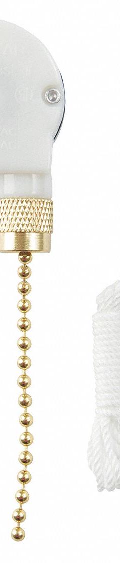 GARDNER BENDER Pull Chain Switch (MPN GSW-34). Key specifications — Product Type: Pull Chain Switch; Brand: GARDNER BENDER; Manufacturer Part Number: GSW-34; Contact Form: SP3T; Metal Finish: Brass; Switch Function Configuration: Off/On/On/On.