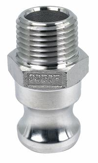 Cam and Groove Adapter: 1/2 in Coupling Size, 1/2"-14 Thread Size, 1 29/32 in Overall Lg, MNPT (MPN PLE115). Key specifications — Thread Size: 1/2"-14; Fitting Type: MNPT; Includes Locking Arm: No; Body Material: 316 Stainless Steel; Brand: APPROVED VENDOR.