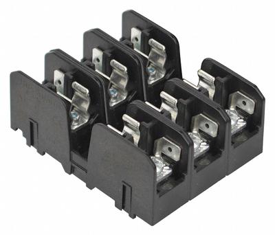 BUSSMANN Fuse Block: Open Block Design, 3 Pole, 600 V AC, Quick Connect/Screw - Fuse Blocks for Midget Fuses