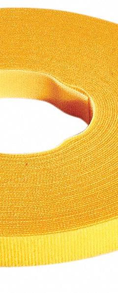 RIP-TIE Hook-and-Loop Cable Tie Roll: 75 ft Lg, 0.25 in Wd, 50 lb Tensile Strength, Yellow (MPN W-75-QRL-Y). Key specifications — Color: Yellow; Material: Nylon; Brand: RIP-TIE.