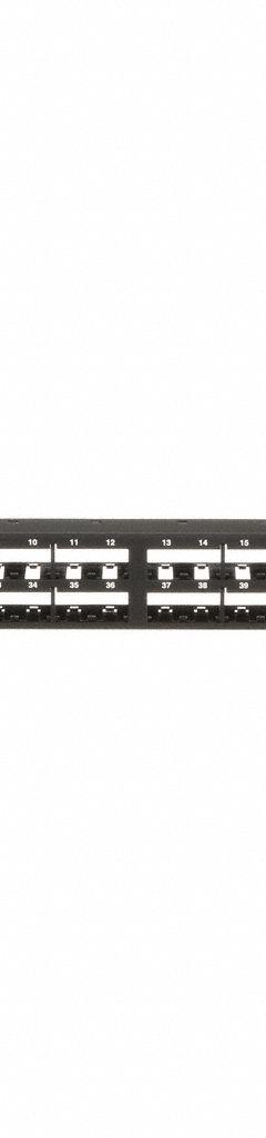 Patch Panel: 1 Rack Units, 48 Ports, Flat, Adhesive Label/Front Numbered, Unshielded, Rear Access (MPN CPP48HDEWBL). Key specifications — Brand: PANDUIT; Compatible Adapter Type: Panduit Mini-Com Modules; Material: Steel; _Access Type: Rear Access; _Port Labeling: Adhesive Label; _Series: Mini-Com; _Shielded: Unshielded.