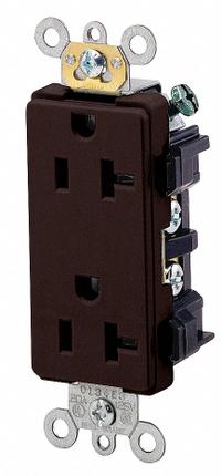 LEVITON Receptacle: Decorator Duplex, 5-20, Brown, 125V AC, 20 A, 2 Pole / 3 Wire (MPN 16352)