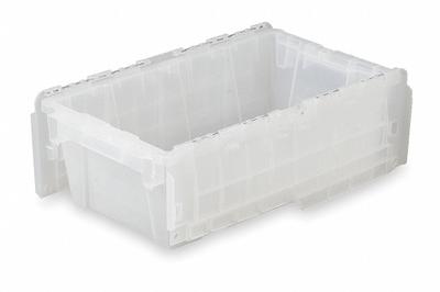 ORBIS Attached Lid Tote: 2.2 gal, 11 3/4 in x 9 3/4 in x 7 3/4 in, Clear Body - Clearview Attached-Lid Totes with Two-Piece Lids
